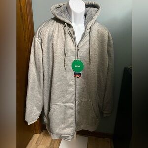 Big Ball Sports Gray Hoodie Jacket with Gray Sherpa lining NWT 2XL Tall